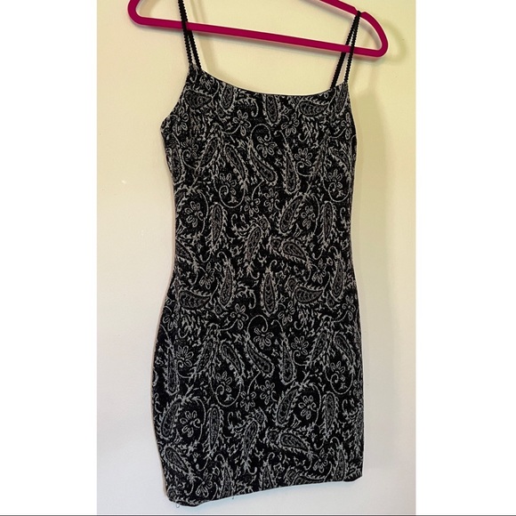 Black Mini Party Dress with Sparkly Paisley - Picture 4 of 5